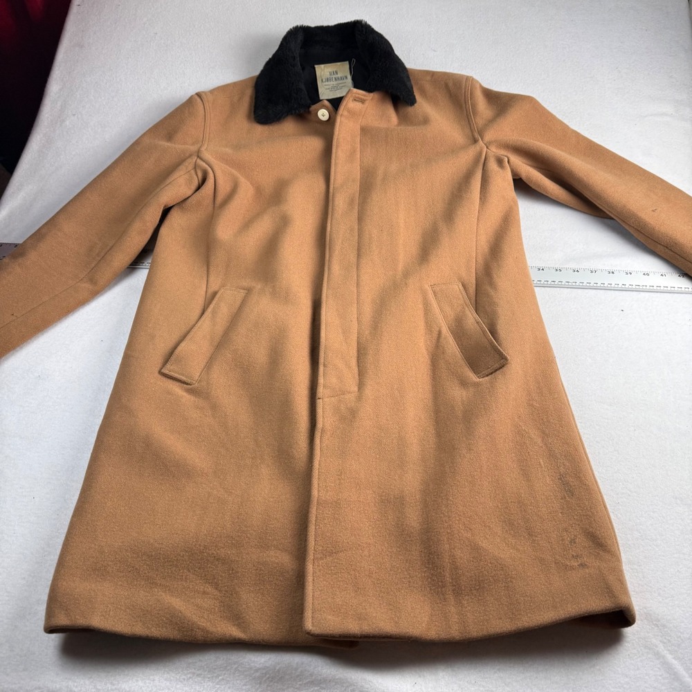 Han Kjøbenhavn Vintage Jacket Tan Suede Faux Fur Collar Quilted Lining Mens